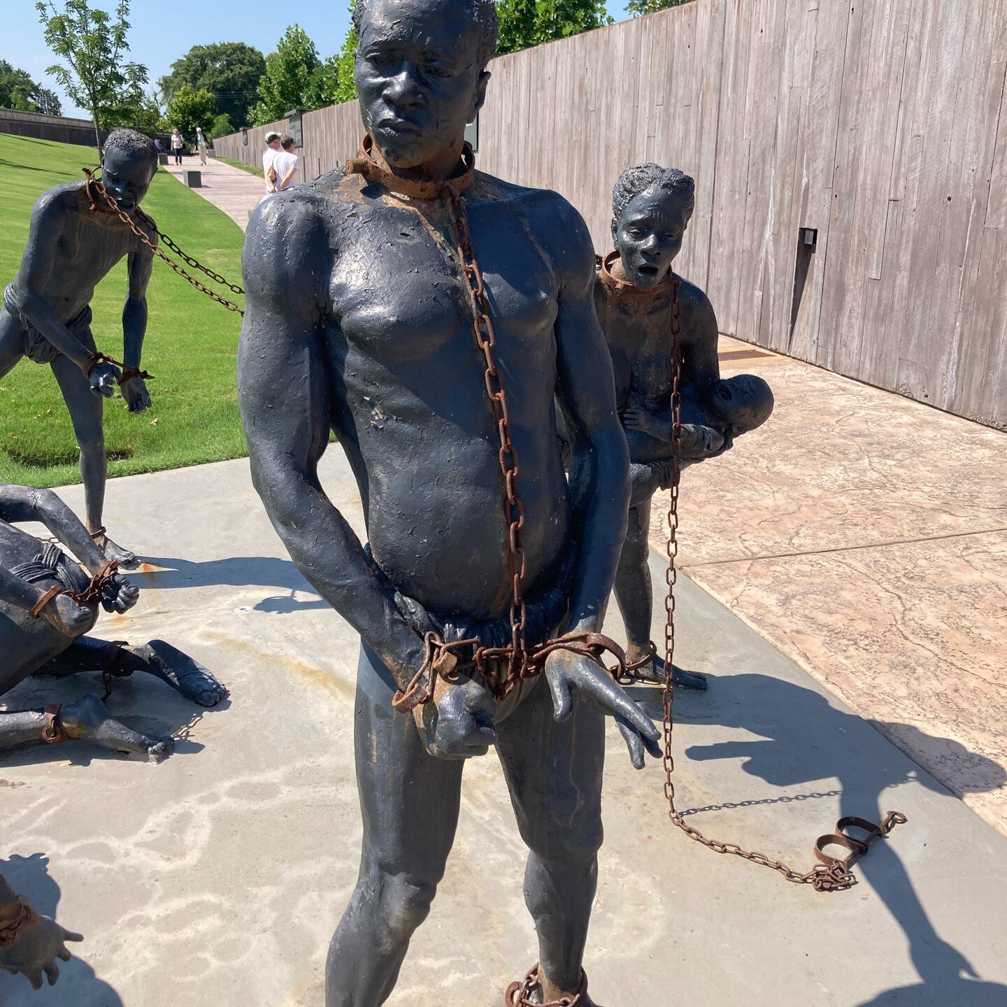 Greeting us first in Montgomery, Alabama&rsquo;s &ldquo;National Memorial to Peace and Justice&quot; are six chained figures created by Ghanaian sculptor Kwame Akoto-Bamfo conveying the horror of enslavement &ndash; agony, grief, despair, resignation