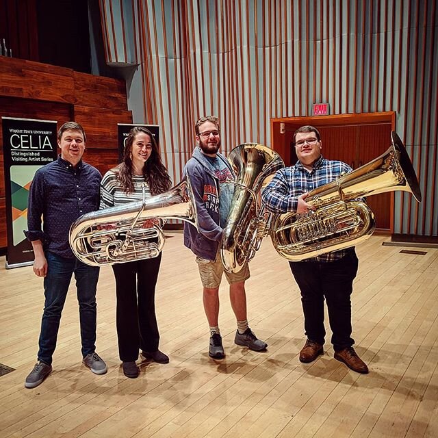 It was great having #seraphbrass and the amazing Cristina Cutts on campus to work with my students at #wrightstateuniversity ...now to figure out the best way to teach tuba online.....#tuba #euphonium #orchestra #band #music