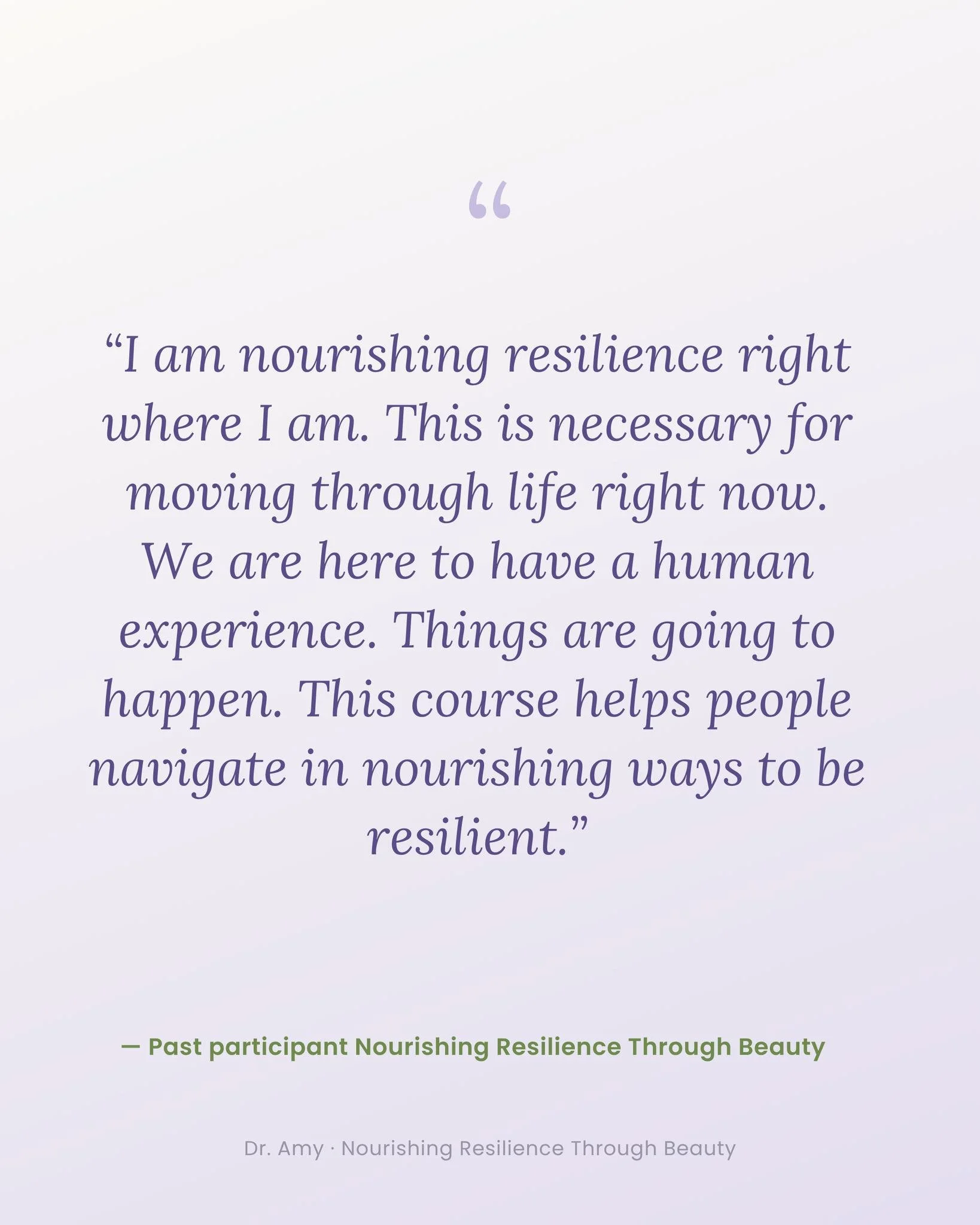 I return often to this reflection from a past participant:

It captures something central to this work: resilience is not a future version of ourselves that we must earn. It is also not something we must build on our own or achieve through hard work.