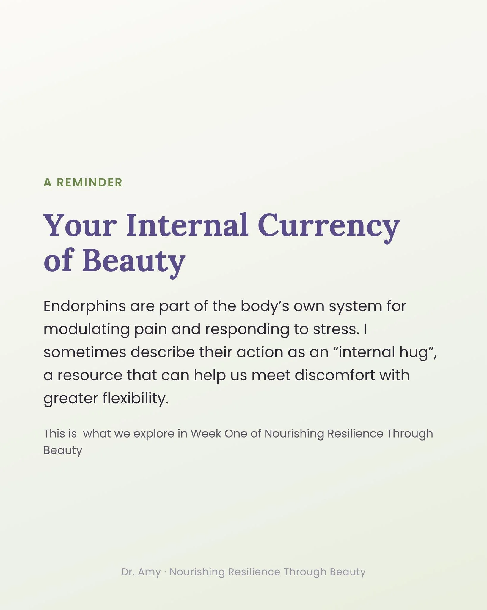 Endorphins are one part of the body's intricate response to pain, stress, pleasure, and adaptation. I sometimes describe their action as an internal hug, cultivating a sense of safety and care within the body that allows for skillful and appropriate 