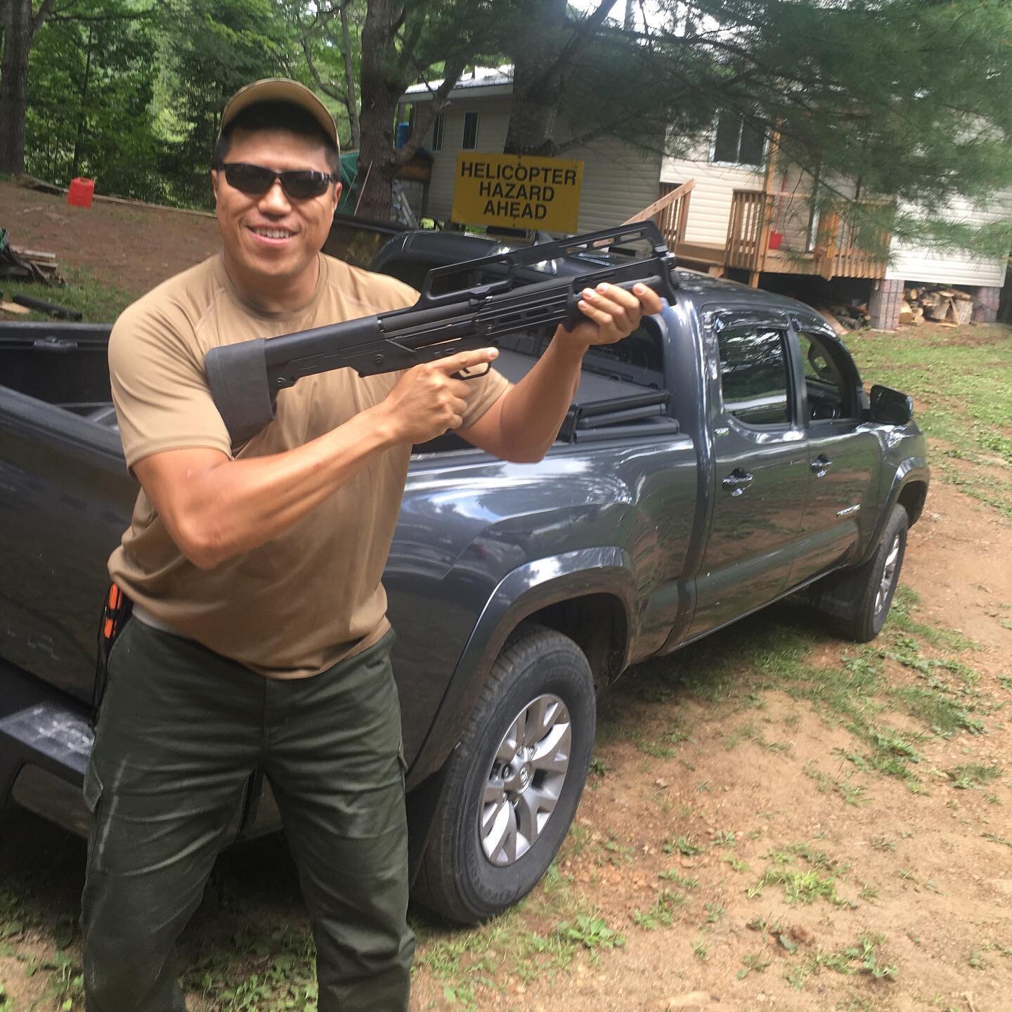 Suns out guns out! Up at my buddy&rsquo;s hunt camp to set up some stands and blinds in preparation for the season! Got to check this KELTEC KS-7. Super cool, great gun for bear defence. It is a pump-action, non-restricted shotgun. #guns #gunsofinsta