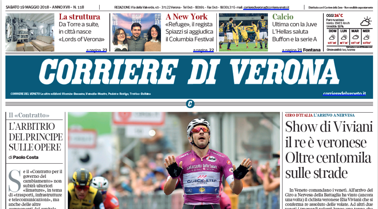 Corriere Verona Front Page .png