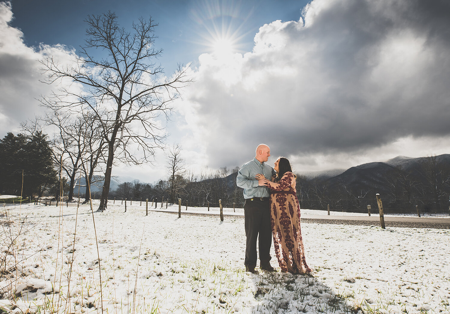 Winter Engagement Photos in the Smokies