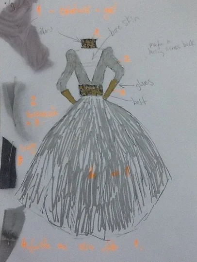 Baroque dress sketch for film “Lady of Csejte"