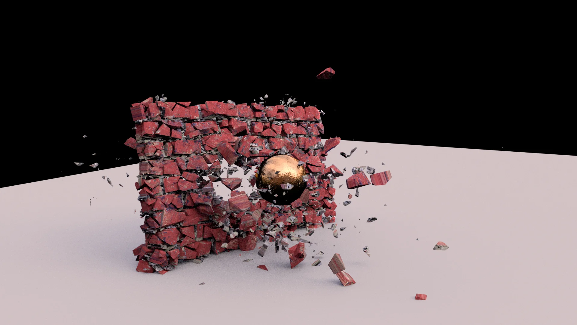 Old fashion Brick Wall Destruction (Created in Houdini and rendered in Blender Cycles)