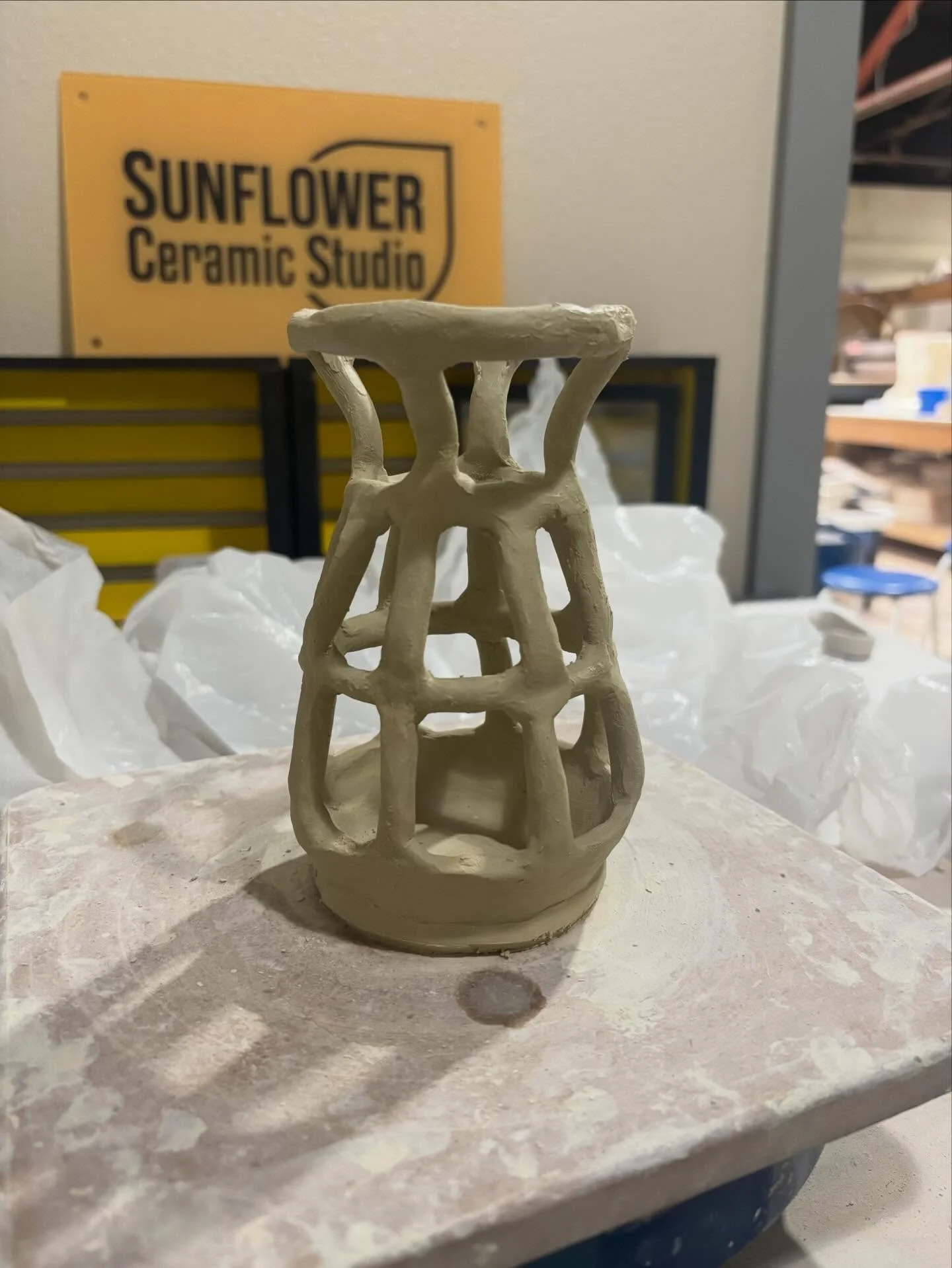 Construction of this 6 inch vase is finished! Now it&rsquo;s time for it to dry slowly. All these joints are easy spots for cracks, so I have to be careful.

I&rsquo;m excited for it to go through the bisque firing. It&rsquo;ll reveal the shade of ye