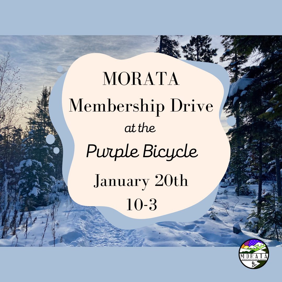 Today's the day!

The 2024 MORATA membership drive is happening at @the.purple.bike from 10:00 until 3:00. Come by for a coffee, a peanut butter jumbo, and your annual MORATA membership! ☕🍪

Individual memberships are $40 for the year, and family me