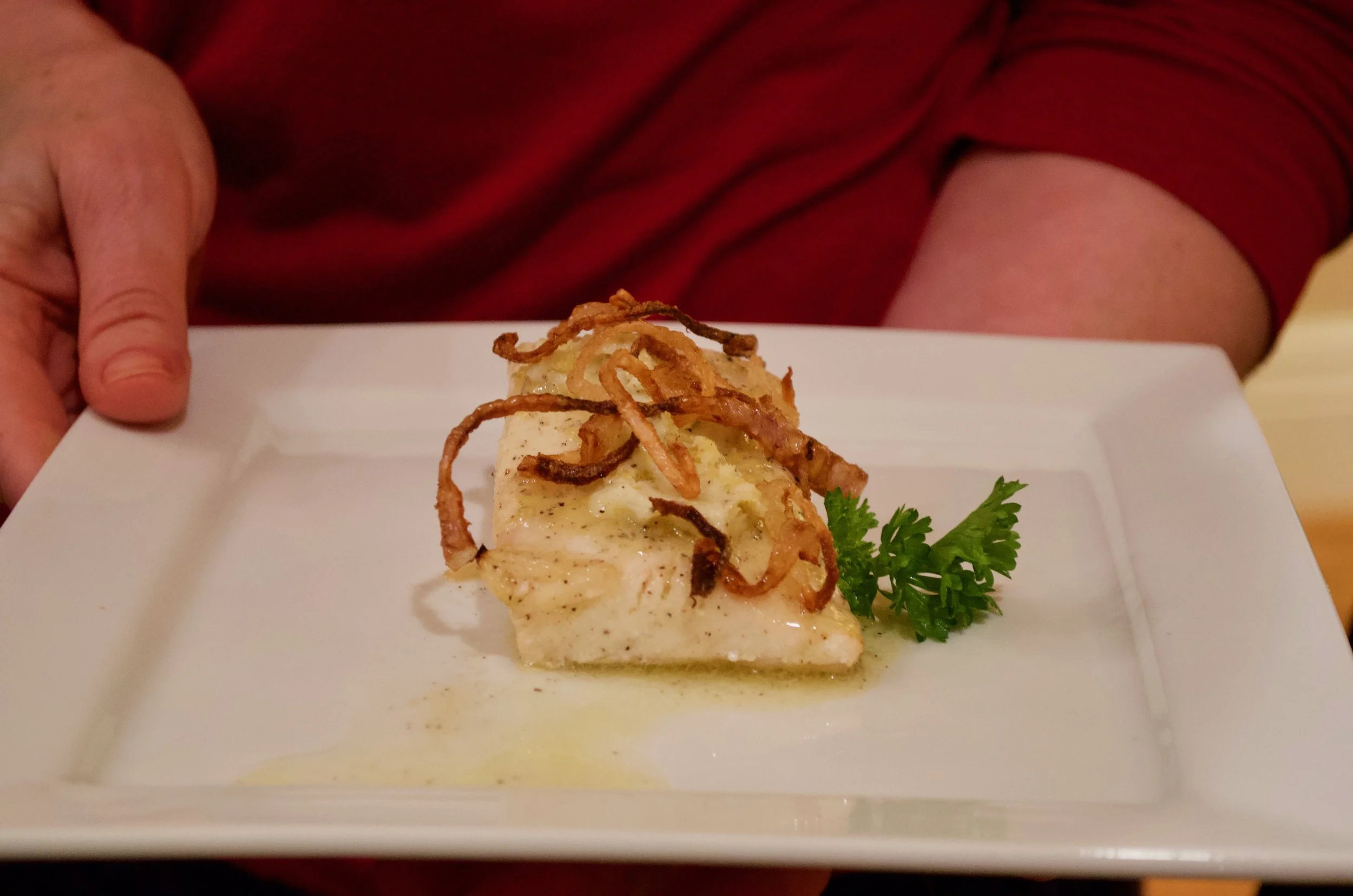 Lemon Butter Halibut with Crispy Shallots