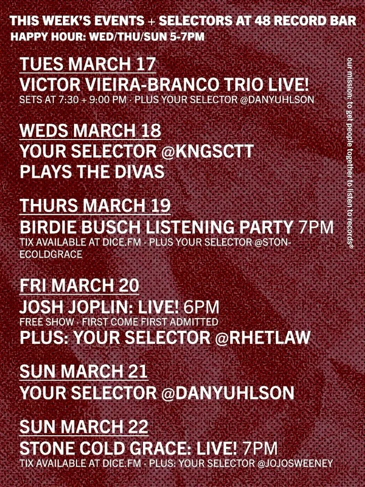 Holy moly it&rsquo;s a big week here at the recordings bar! Do join us to celebrate the wonders of music and the miracle of libations!