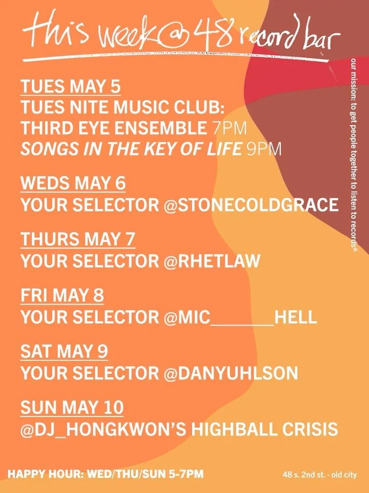 Oh hey! Do join us this week for&hellip;

✅ the very first installment of Tuesday Nite Music Club w/ @thirdeyeensemble and full listen of Songs In The Key Of Life!

✅ happy hours Wed/Thurs/Sun 5-7pm!

✅ your monthly fix of @dj_hongkwon&rsquo;s HIGHBA