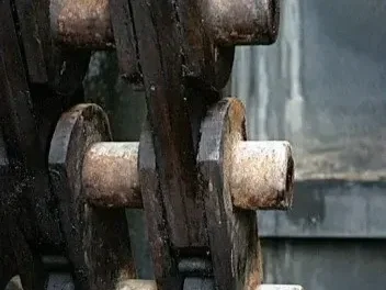 A Close Up of an Industrial Sluice Gate Chain at the Caracol Dam, State of Guerreo.