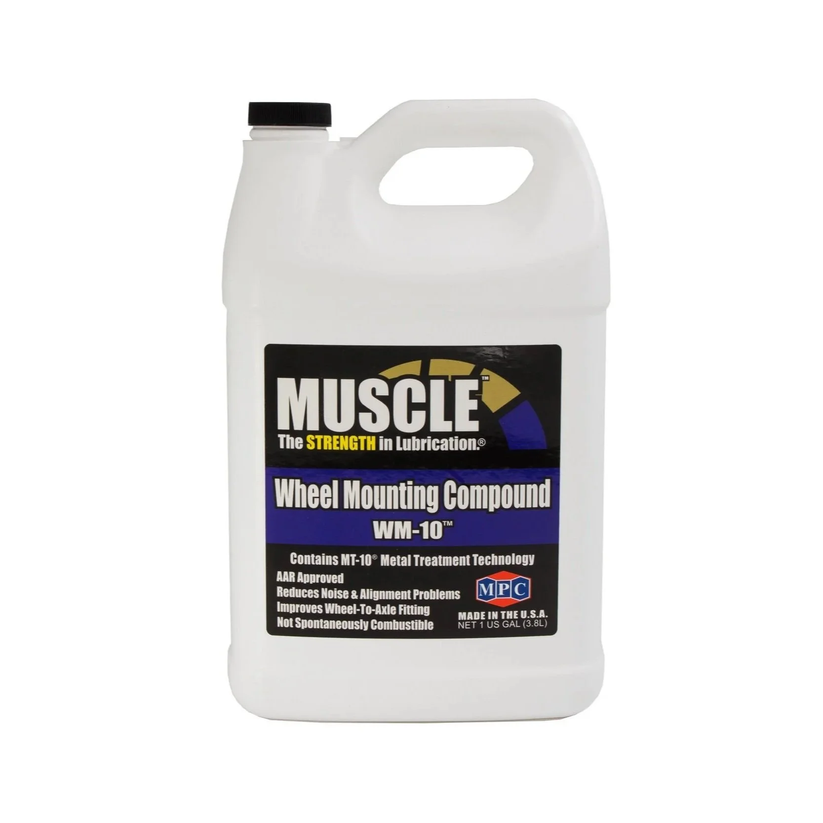 Muscle Wheel Mounting Compound WM-10 for rail wheel-to-axle press fitting 1 gallon container.