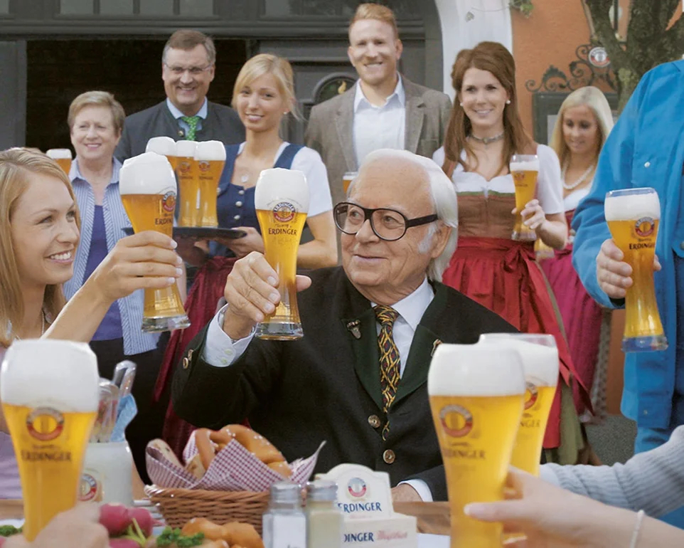 Brewery owner Werner Brombach calebrating 130 years of Erdinger.