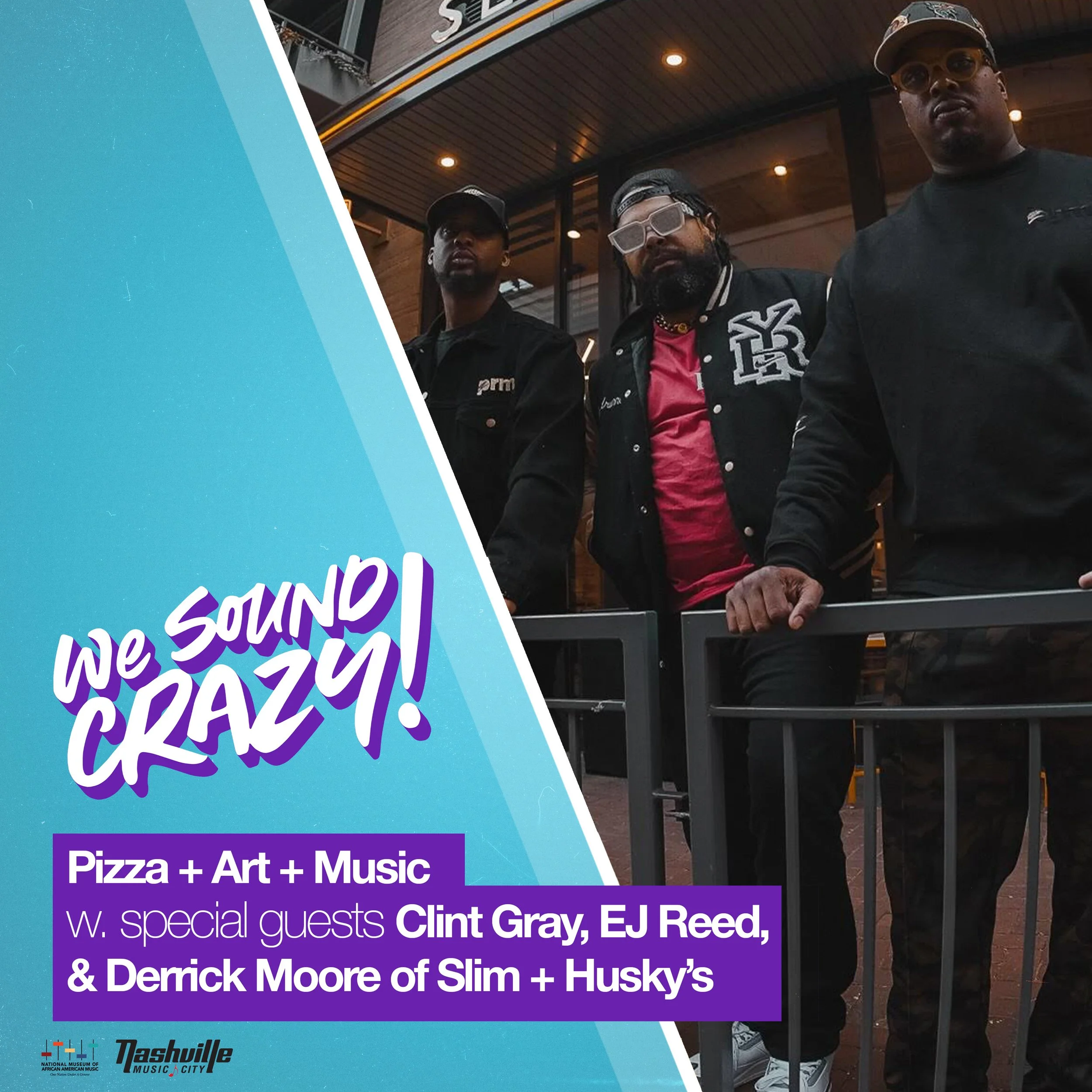 Pizza + Art + Music w. special guests Clint Gray, EJ Reed, &amp; Derrick Moore of Slim + Husky’s