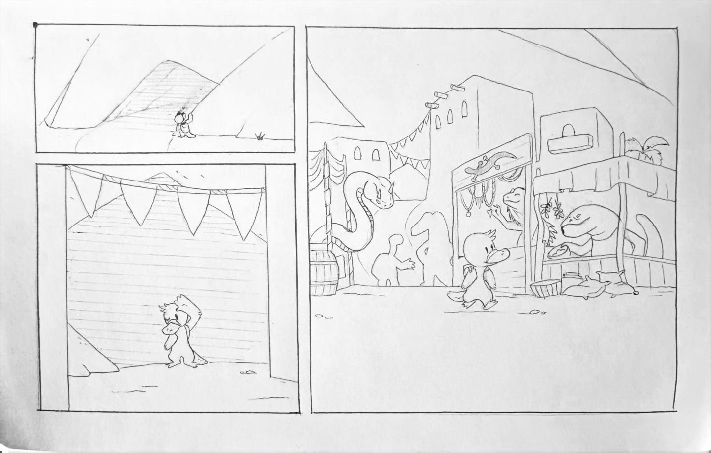 Inktober 2024! 
Day 14 - Roam

Kip roams the reptile city.

#art #drawing #illustration #inktober #inktober2024 #artbyandrewf #andrewfrazierart