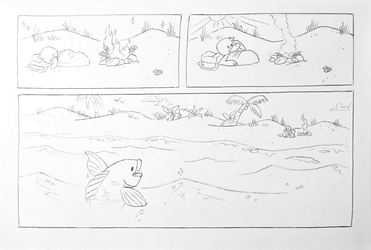 Inktober 2024! 
Day 22 - Camp

Kip camps on the beach.

#art #drawing #illustration #inktober #inktober2024 #artbyandrewf #andrewfrazierart