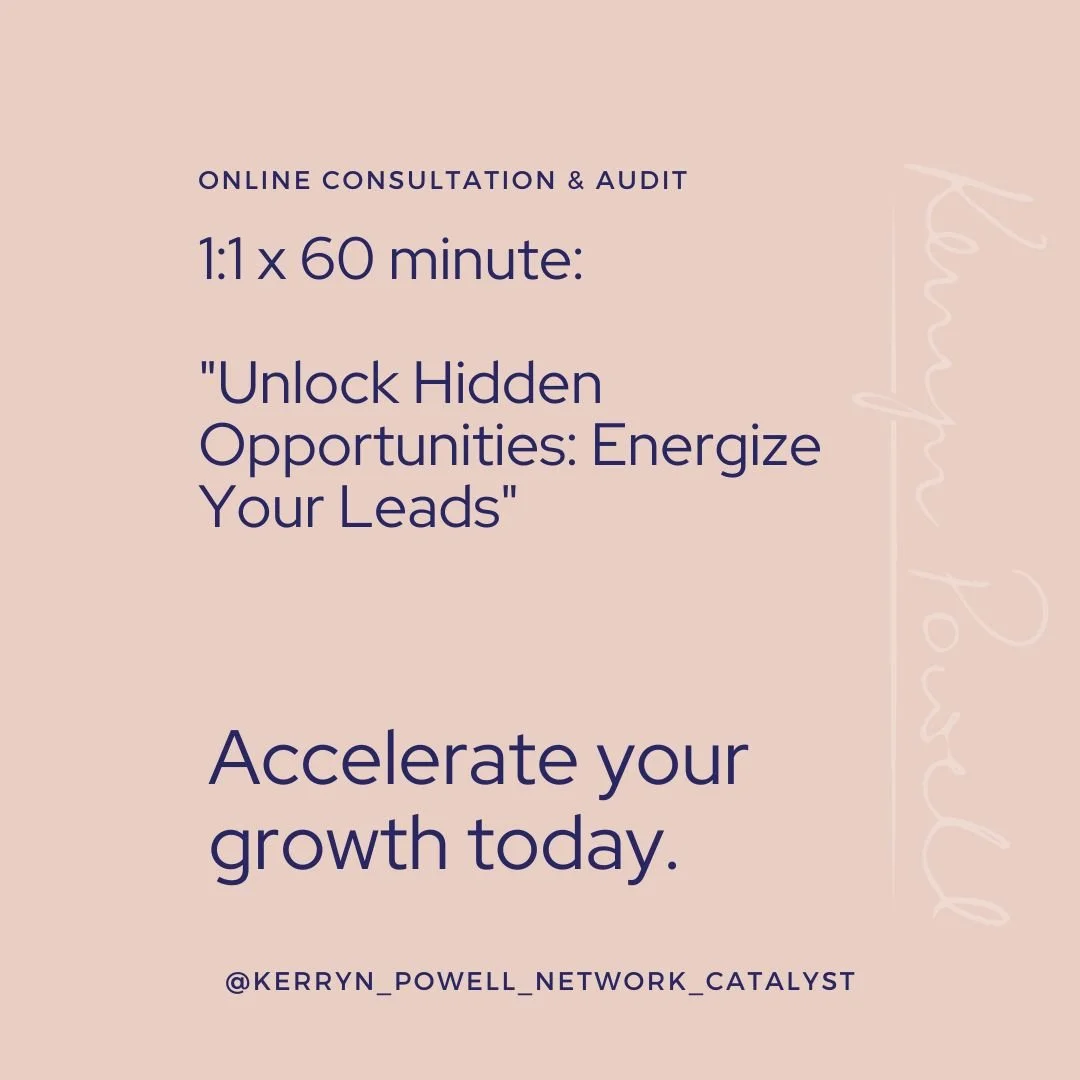 CONSULT & AUDIT:   1:1  x 60 minute "Unlock Hidden Opportunities: Energize Your Lead Connection with Kerryn's Expert Audit"
