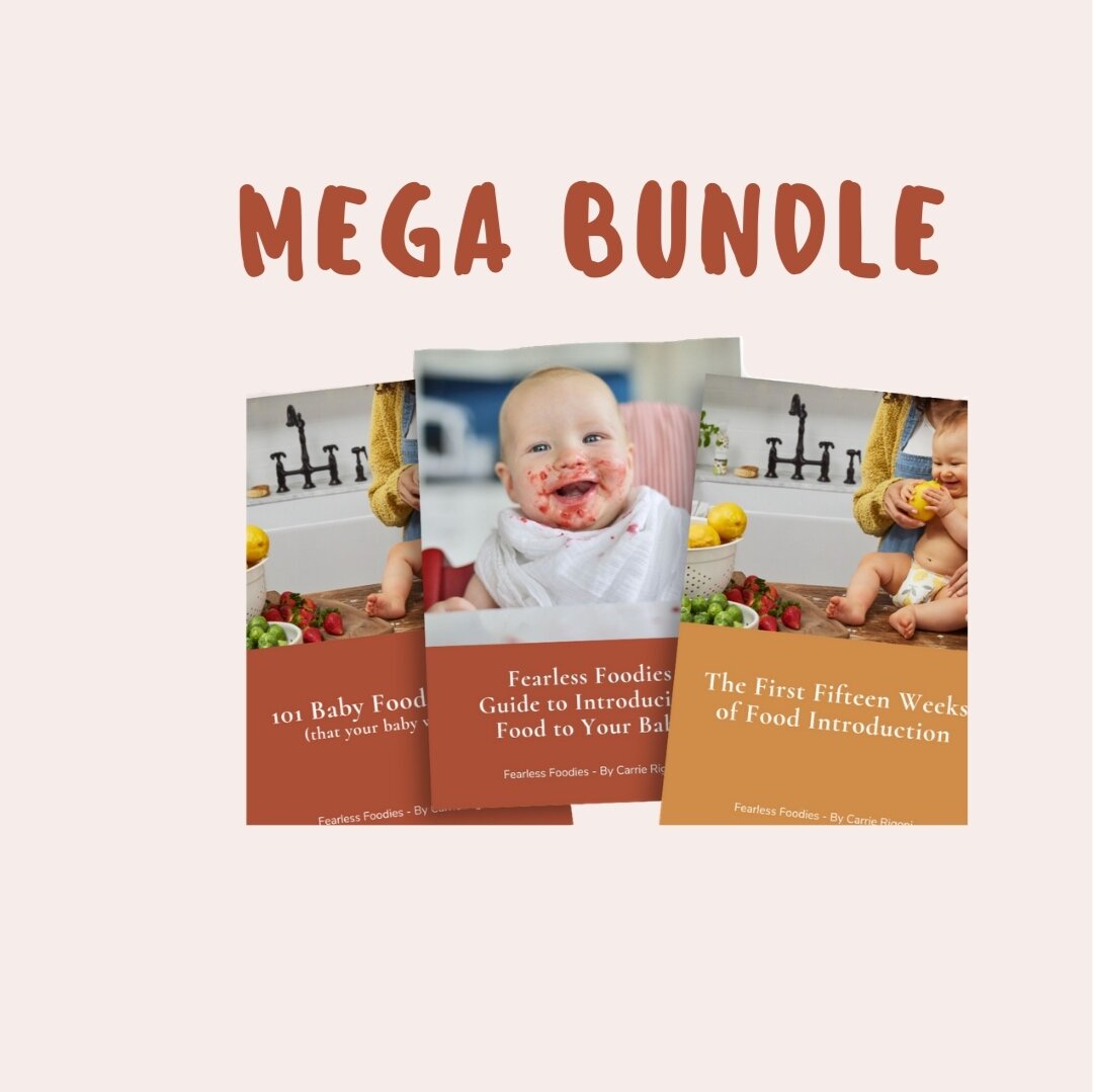 You get more bang for your buck with the Fearless Foodies MEGA bundle guides 👊⁠
⁠
Here's what you get!⁠
⁠
⬇️ Baby Food Introduction Guide ⬇️⁠
⁠
This guide takes you through everything you need to know when introducing food to your baby.  By the time