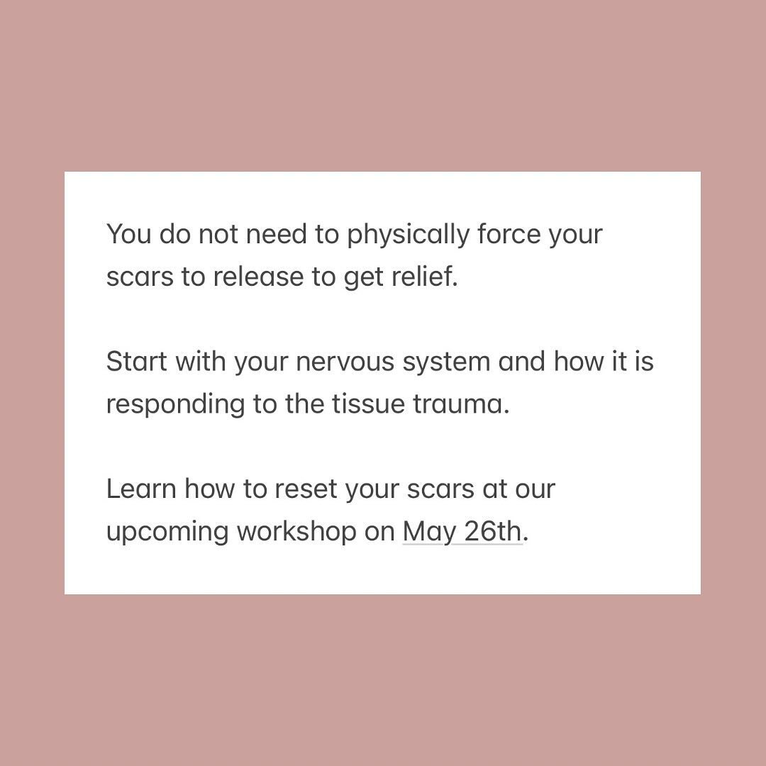 Stop forcing something physically when your nervous system is running the show! 

If you&rsquo;ve tried all the scar massages and are getting nowhere.. maybe you need to reduce the trauma protection response in your nervous system first. 

That&rsquo