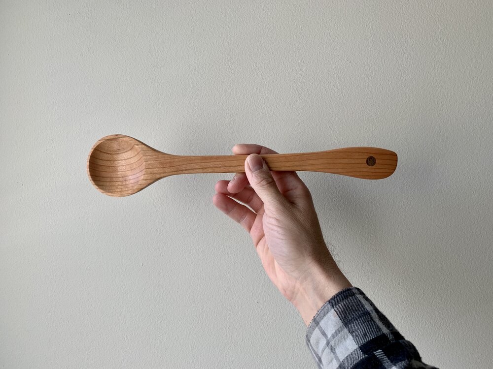 Made in Maine Stew or Crockpot Spoon with contrasting inlay USA Round Bowl Cooking Spoon