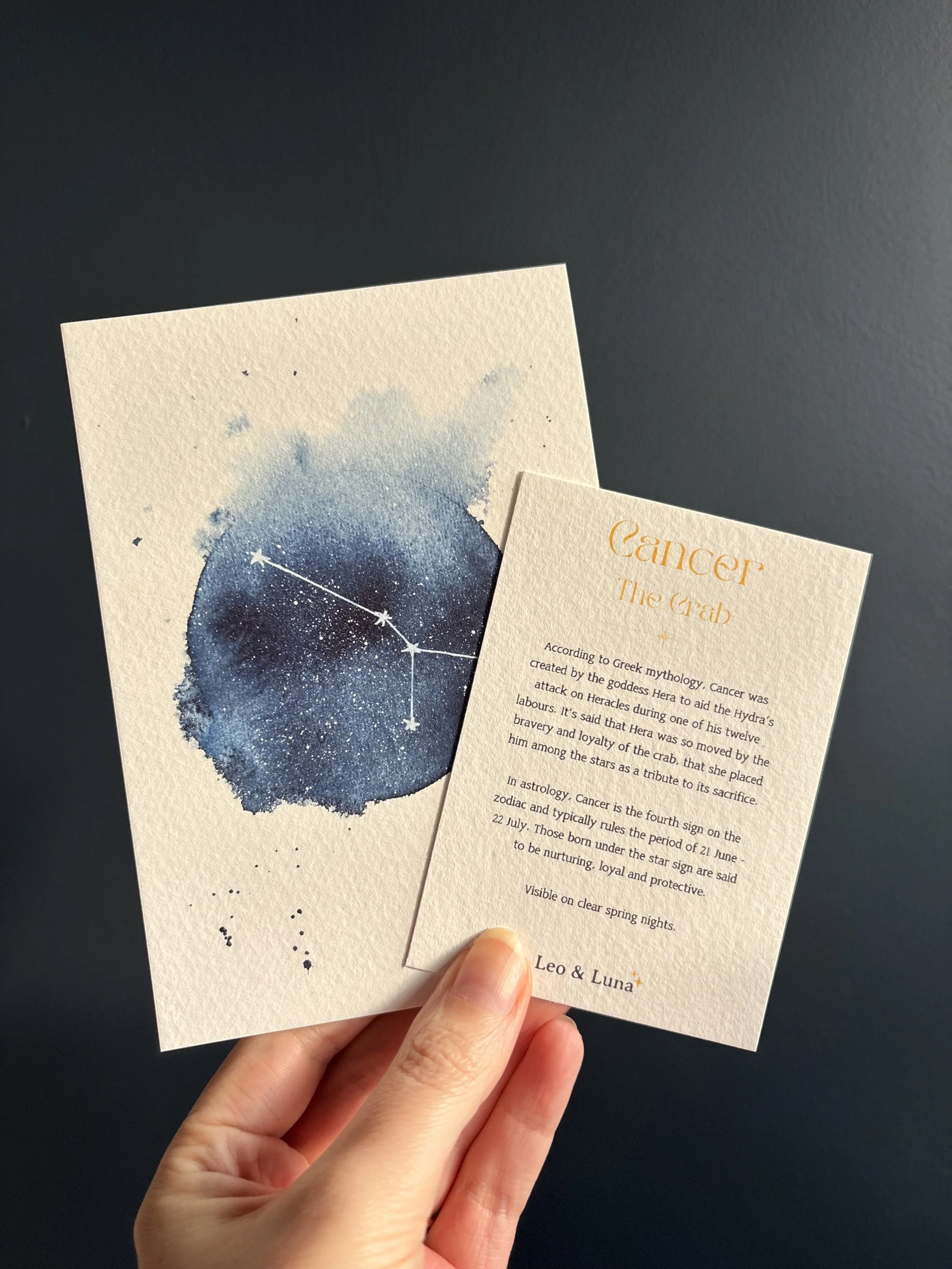 Cancer Zodiac A5 Pocket Constellation + History Note