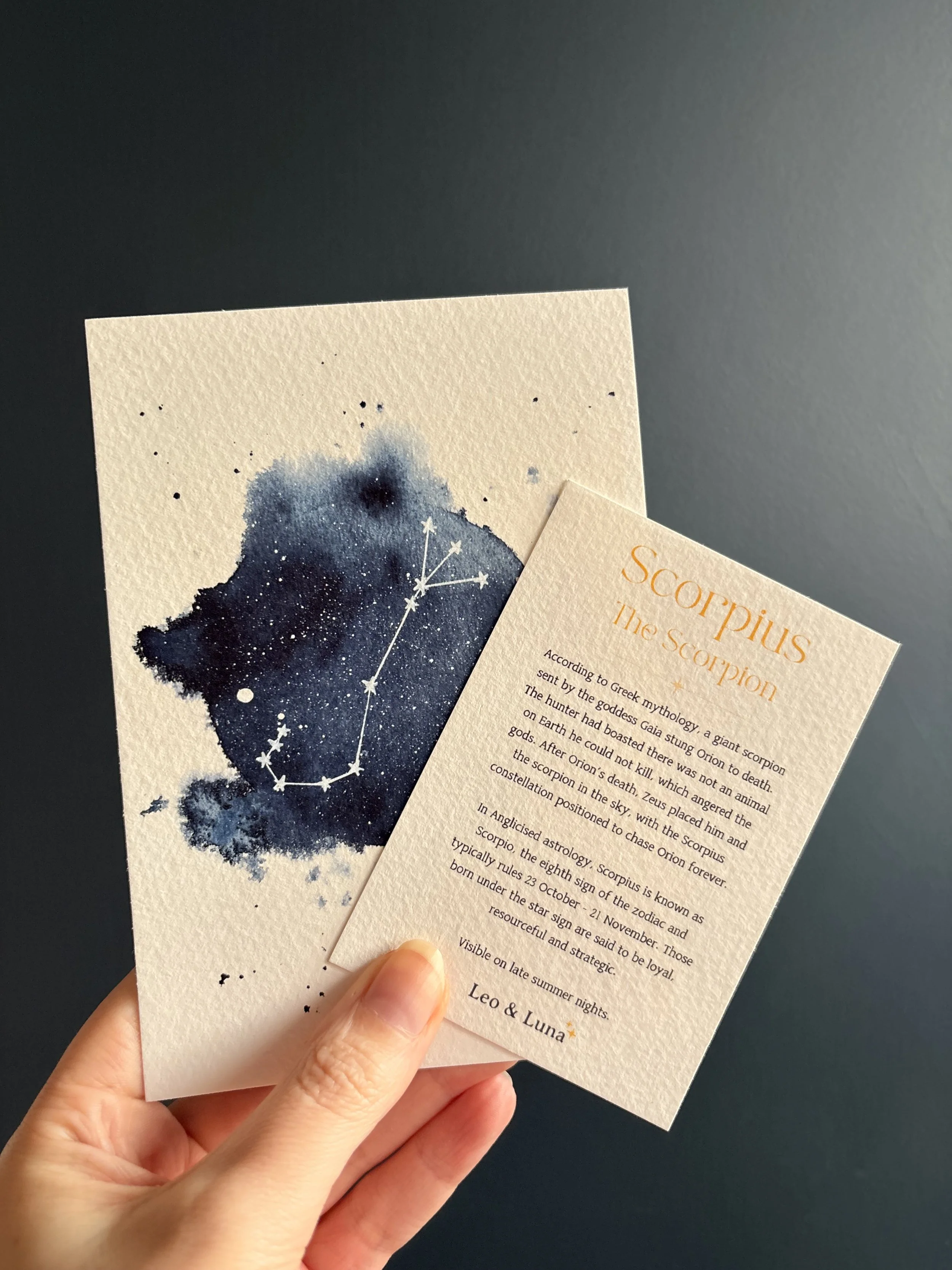 Scorpio Zodiac A5 Pocket Constellation + History Note