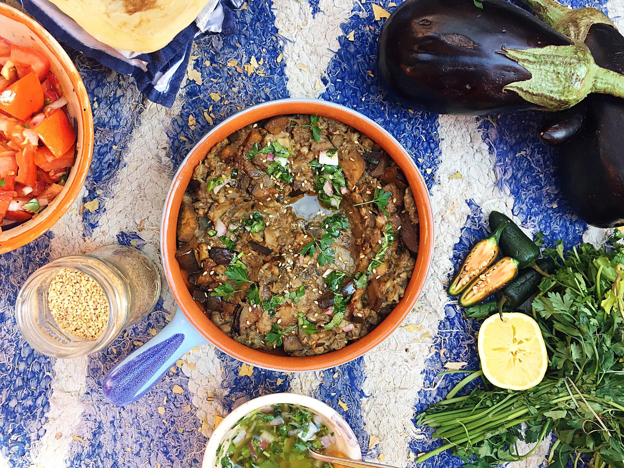 'No Mixer Needing' Aubergine Lentil Dip