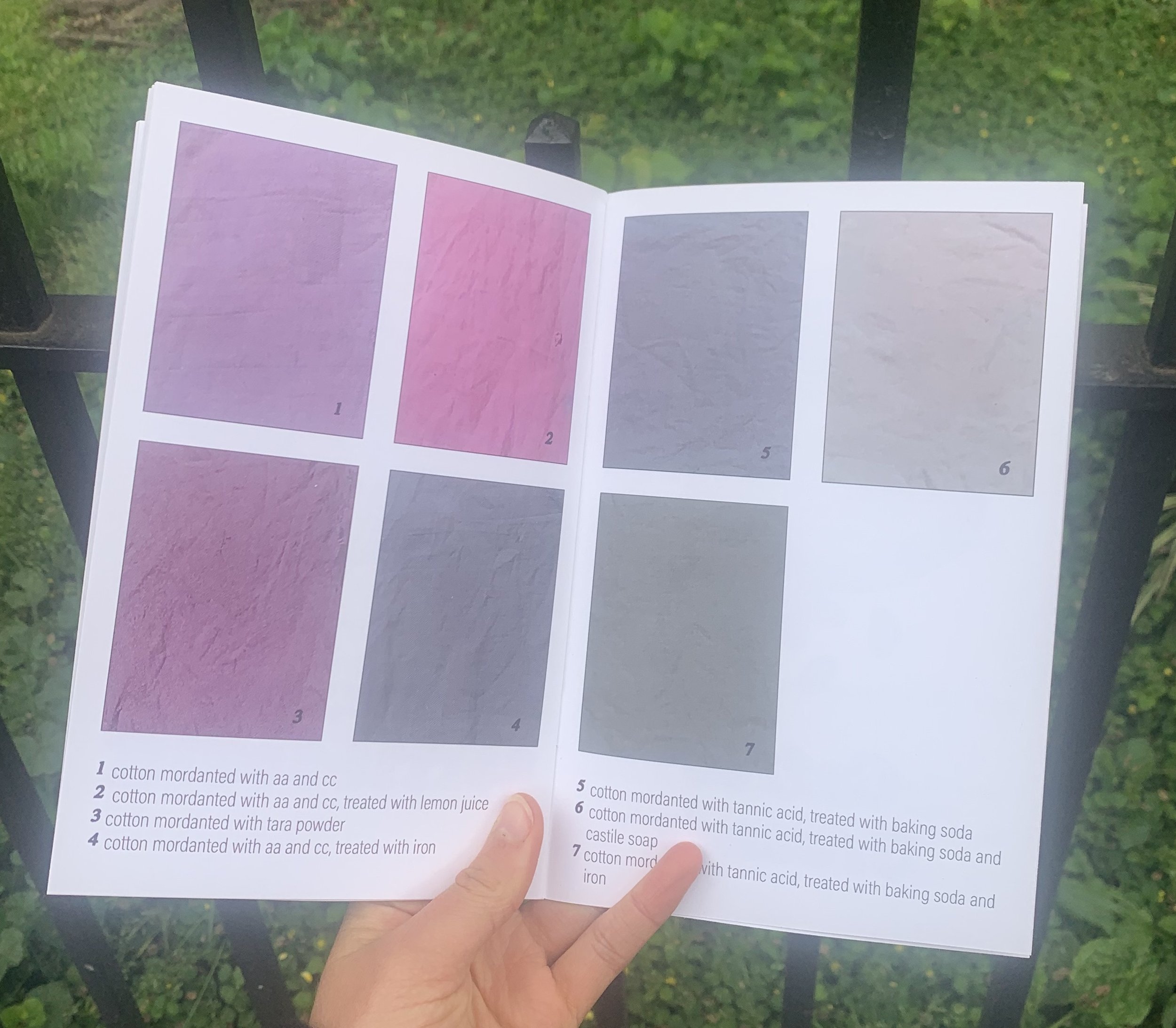 section of swatches in the zine