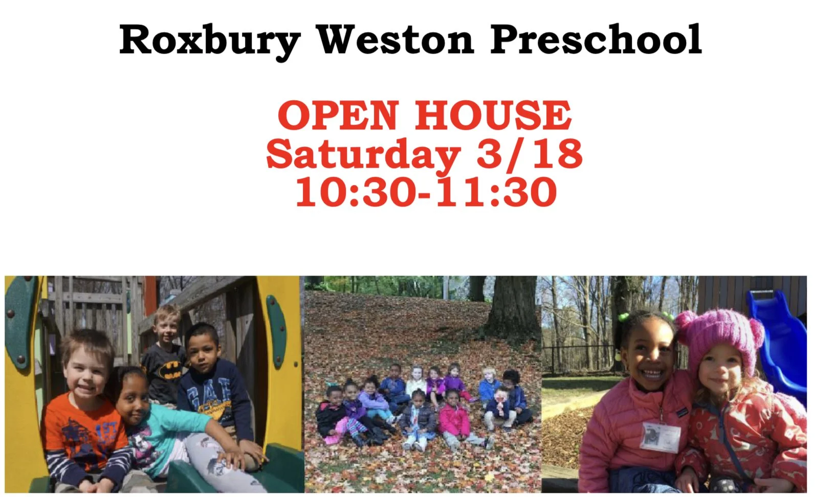 Open House: March 18th from 10:30am-11:30am