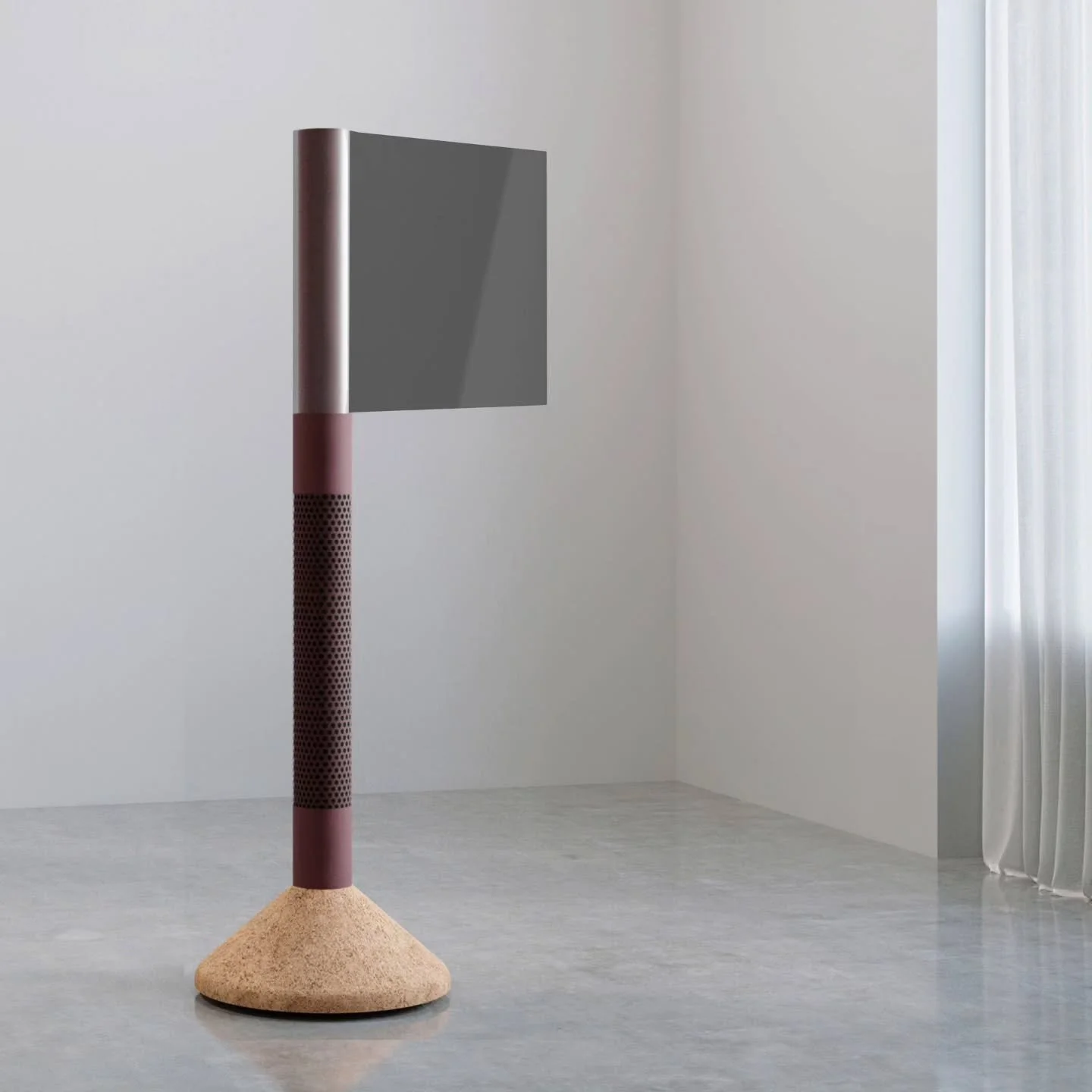#works / #post #digital #display ⁠
.
&quot;post&quot; is a solution for the many changing environments of the home, combining the varied elements of tech into one device ⁠
.⁠
the oled display is rolled and stored in the stem, when rolled, the  displa
