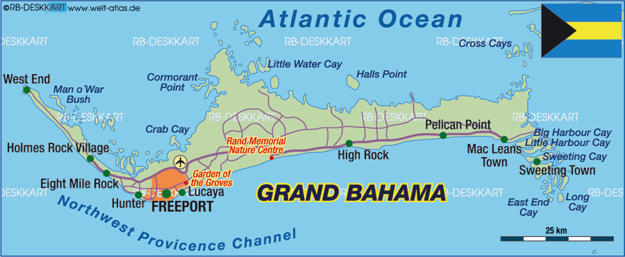 Grand Bahama island, in the northwest Bahamas, where our church is located