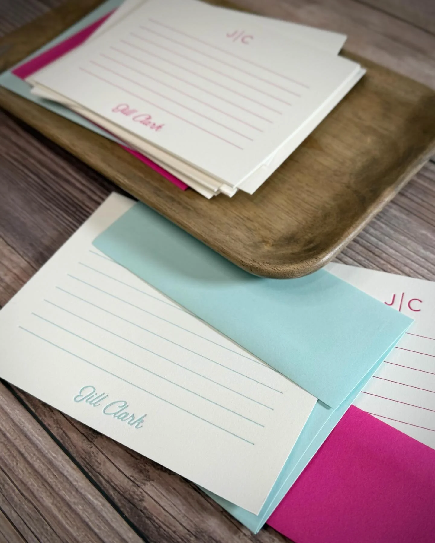 Some things are better said in ink. ✍️ 
⠀⠀⠀⠀⠀⠀⠀⠀⠀
Personalized and custom printed in two colors because there were so many wonderful options, she couldn&rsquo;t narrow it down! They work well together and fit her personality 🩷💙

#personalizedgifts 