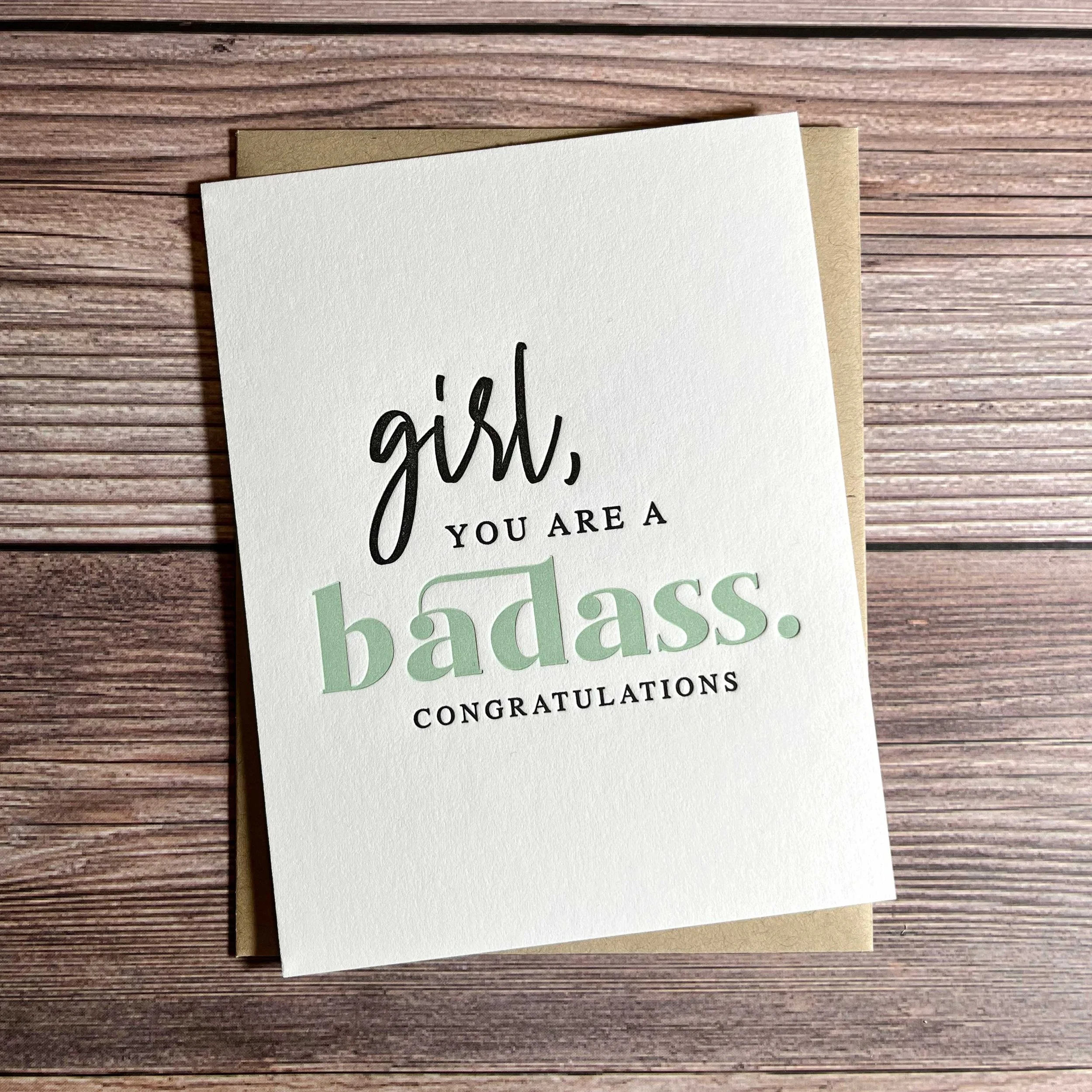 Badass Woman card. Congratulation New Job. Promotion Gift. Congratulation Graduation Card for her. Funny Graduation Card. PhD Graduation.