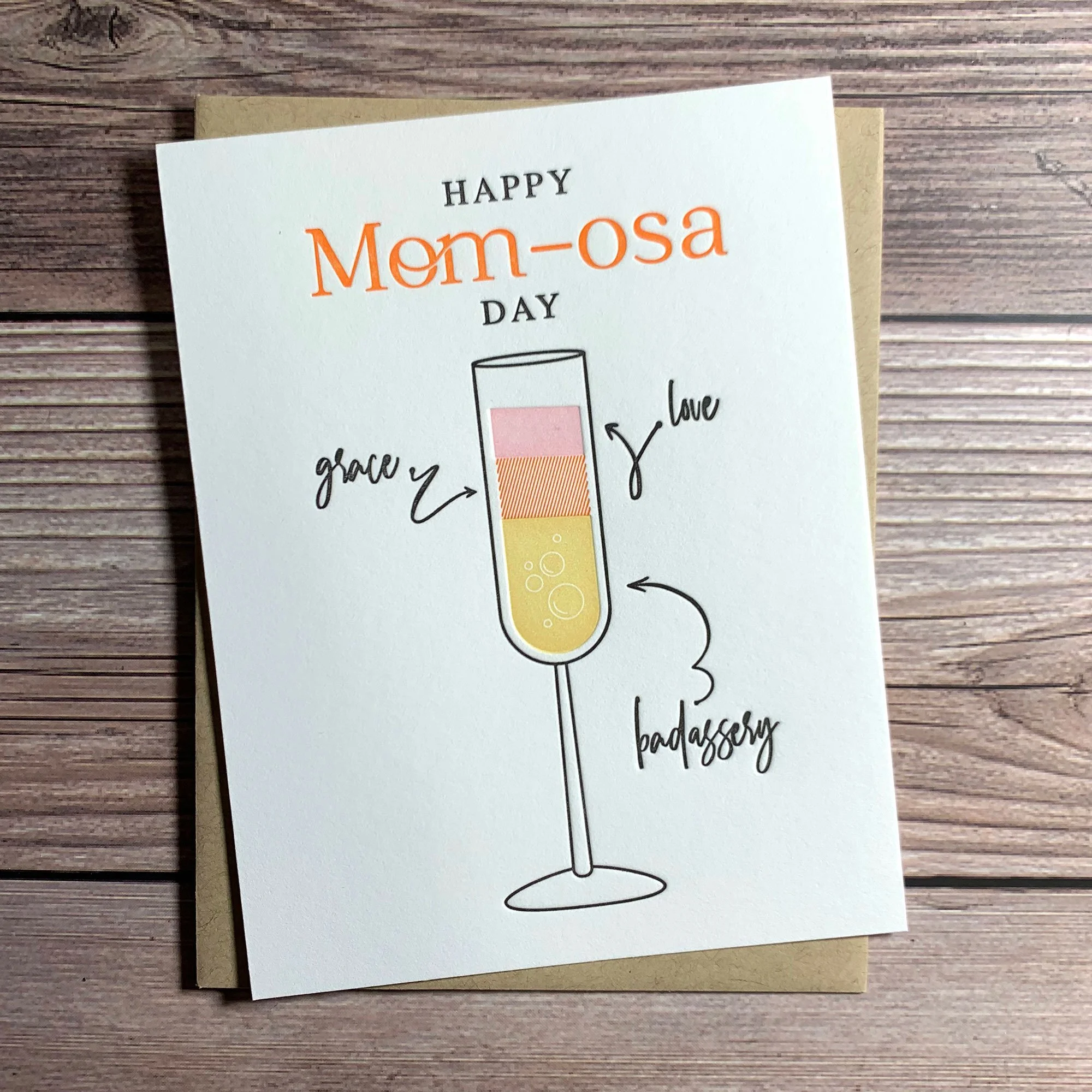 Happy Momosa Day. Funny Mother's Day Card. Mimosa Recipe Card. Funny Mom Card. Sassy Mother's Day Message. Card for mom.