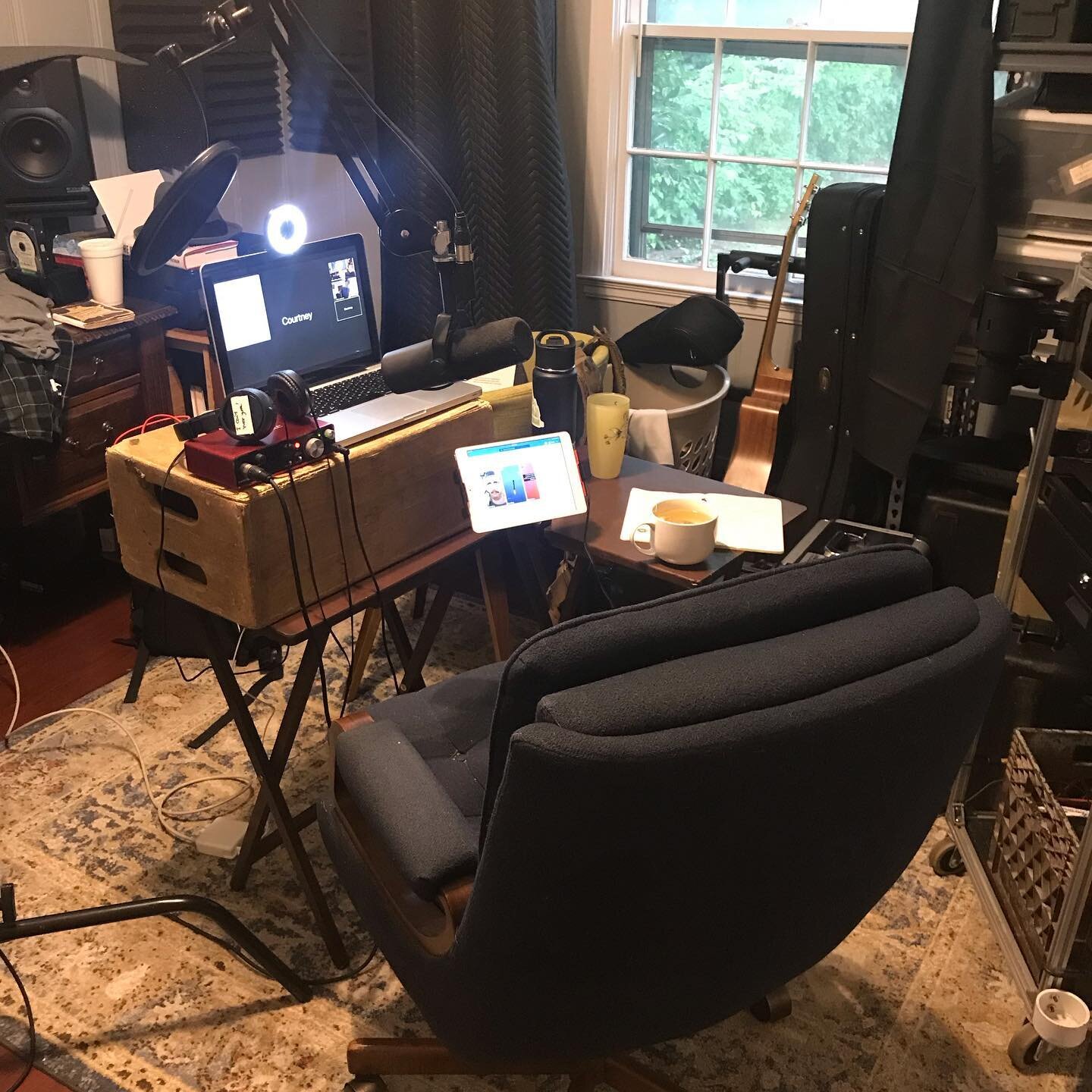 Brian&rsquo;s current BTS situation. Turns out, getting your zoom background just right creates quite the messy office.