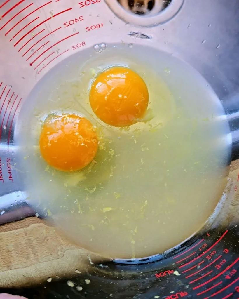 Eggs, lemon juice, and zest