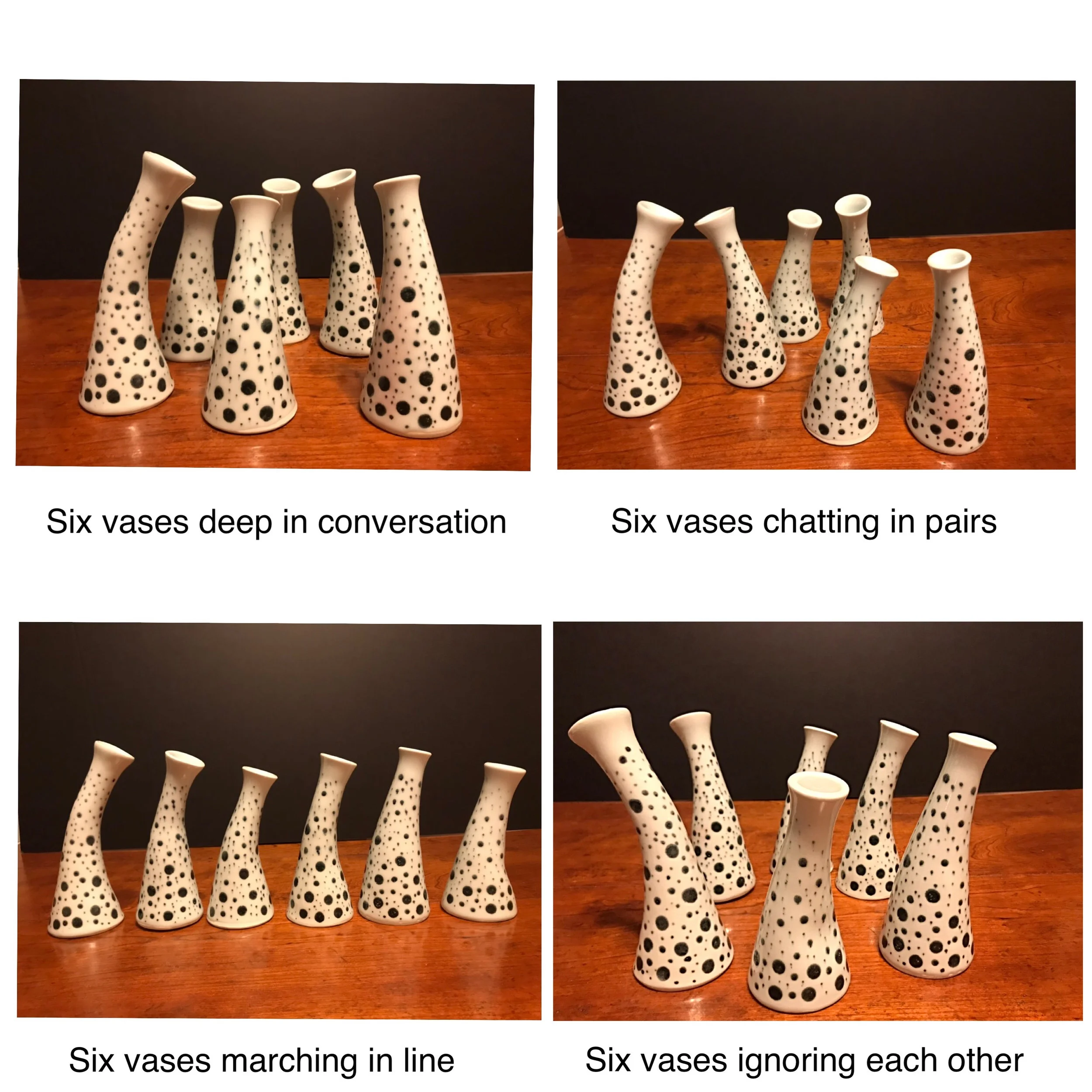 Porcelain vases in conversation