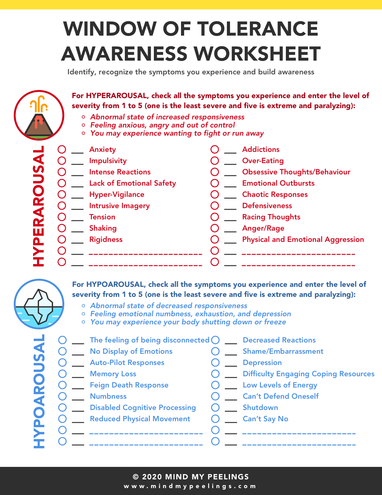 Window Of Tolerance Worksheet Printable PDF Window Of Tolerance Worksheet Printable PDF