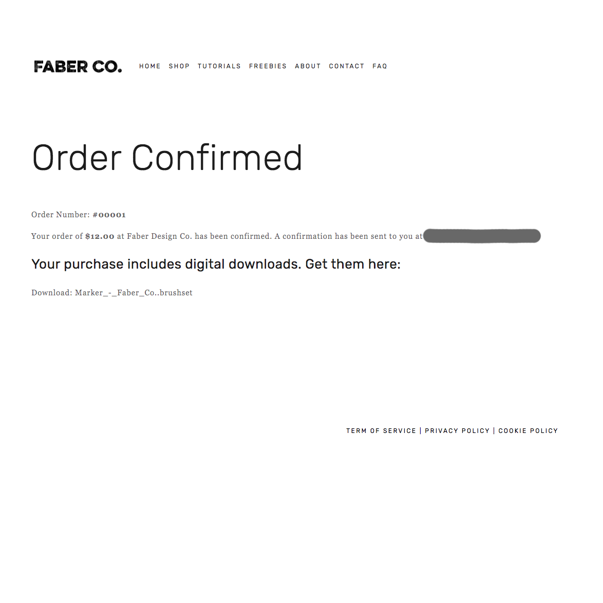 Order Confirmation on Website