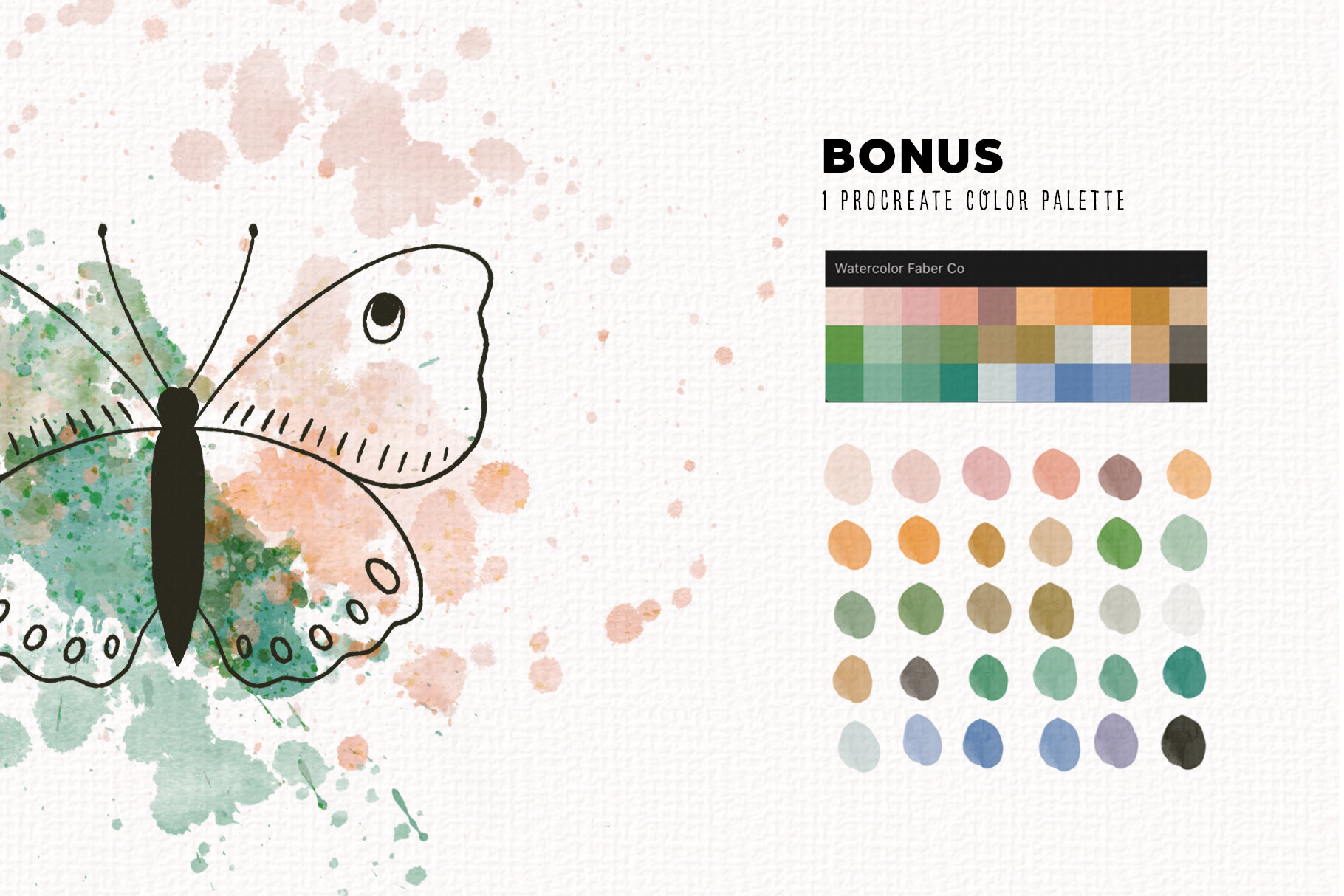 260 Procreate Brushes Character Drawing Kit, Color Palettes, Stamp