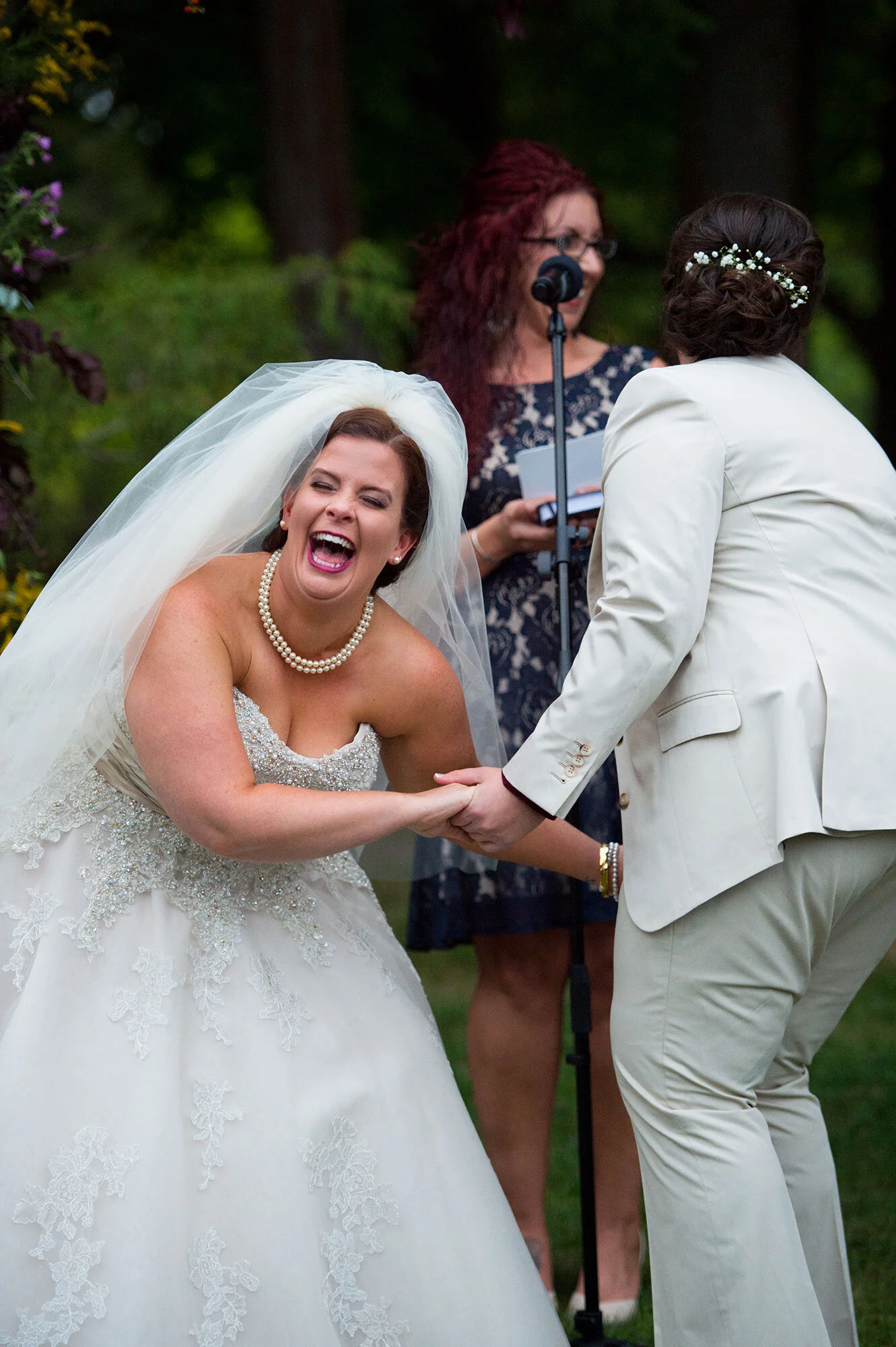 Laughing LGBTQ Brides at Stevens Estate