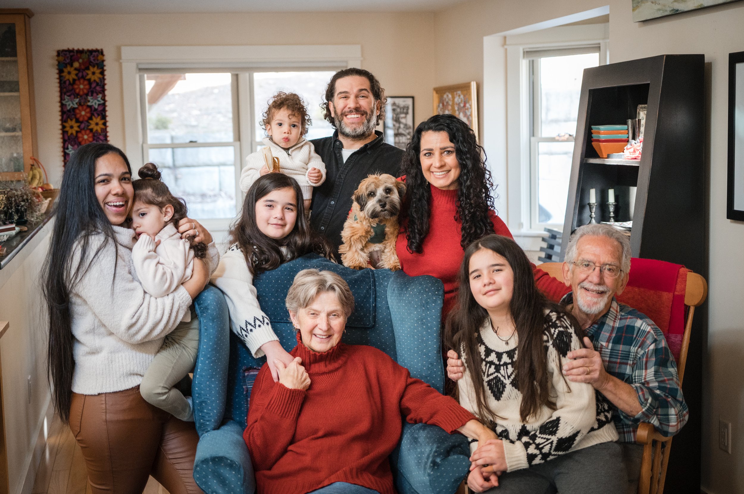Multi-generational in-home family portrait by new england based family photographer Michelle Schapiro