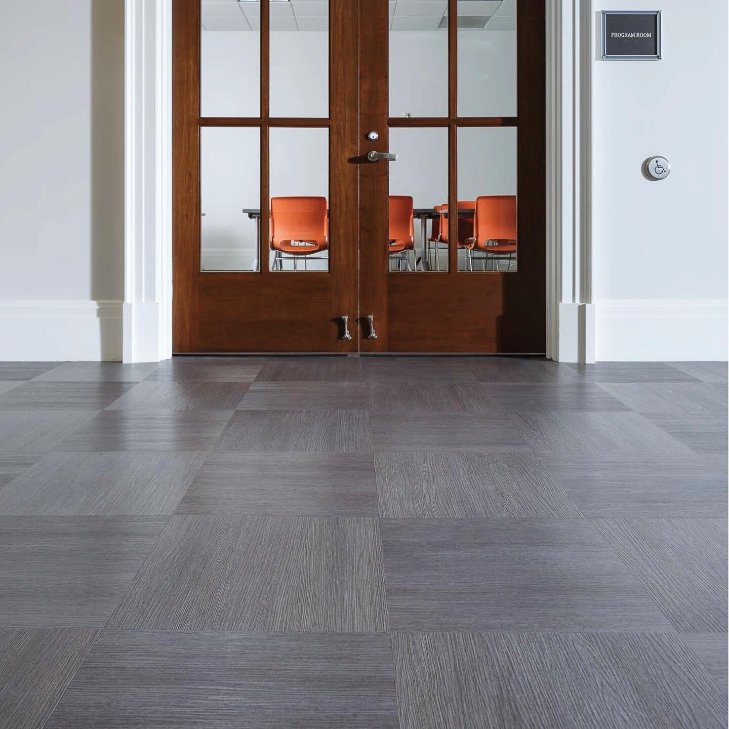Functional, low-maintenance and durable. We're ready for these library doors to be open, and to collaborate together again.

Our T3 LVT is versatile, consistent and cost effective. Learn more at Teknoflor.com/T3

#interiordesign #design #commercialde