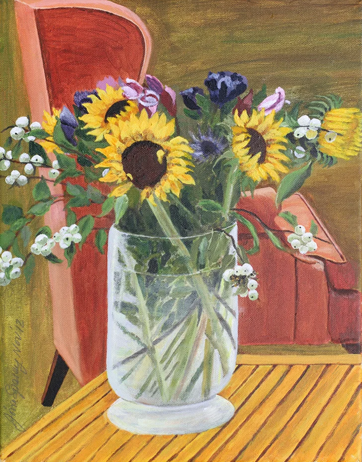 Sunflowers in vase 34 cm (w) x 45.5 cm (h)