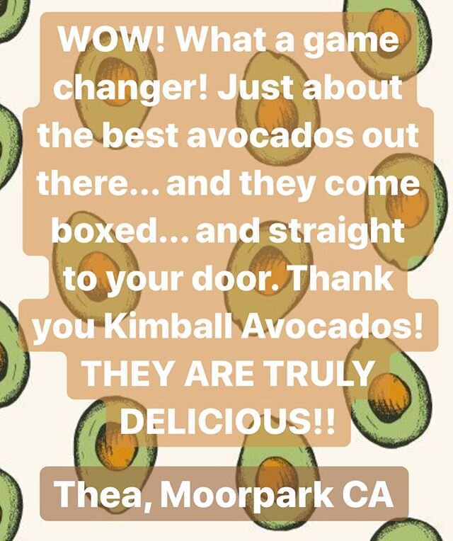 #testimonialtueaday Thanks Thea for the glowing review. Order your now to make sure you have some for Fourth of July!! #easyordering ✅ 
#deliveredtoyourdoor ✅ 
#amazingavocados ✅ 
#besttastingavocados ever ✅