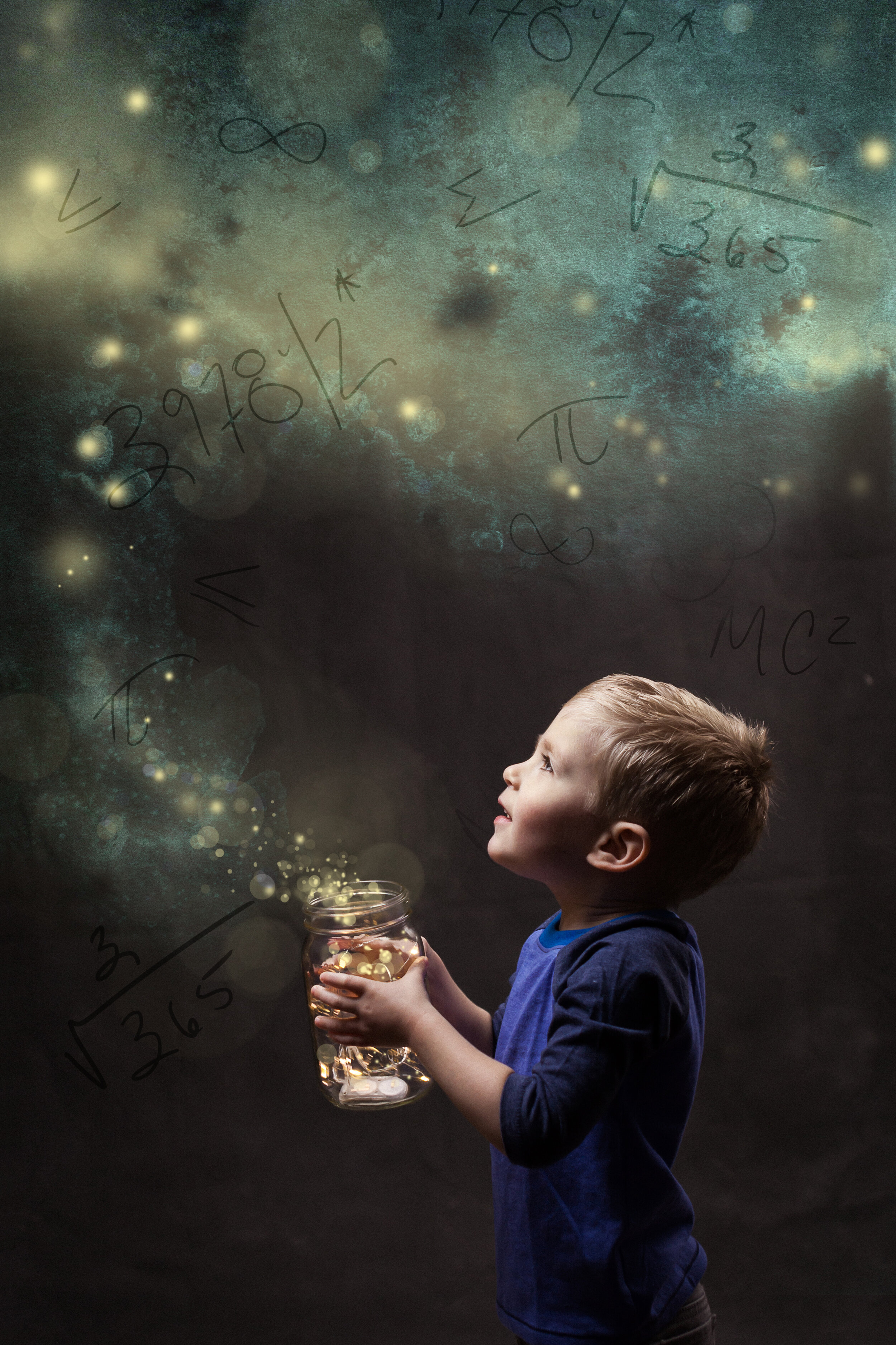 Boy Opening Jar of Twinkle Lights