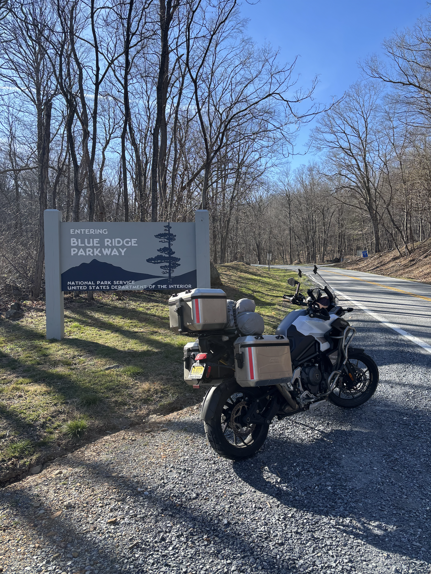 Triumph Tiger 1200 GT Explorer in Motocamping on the Blue Ridge Parkway