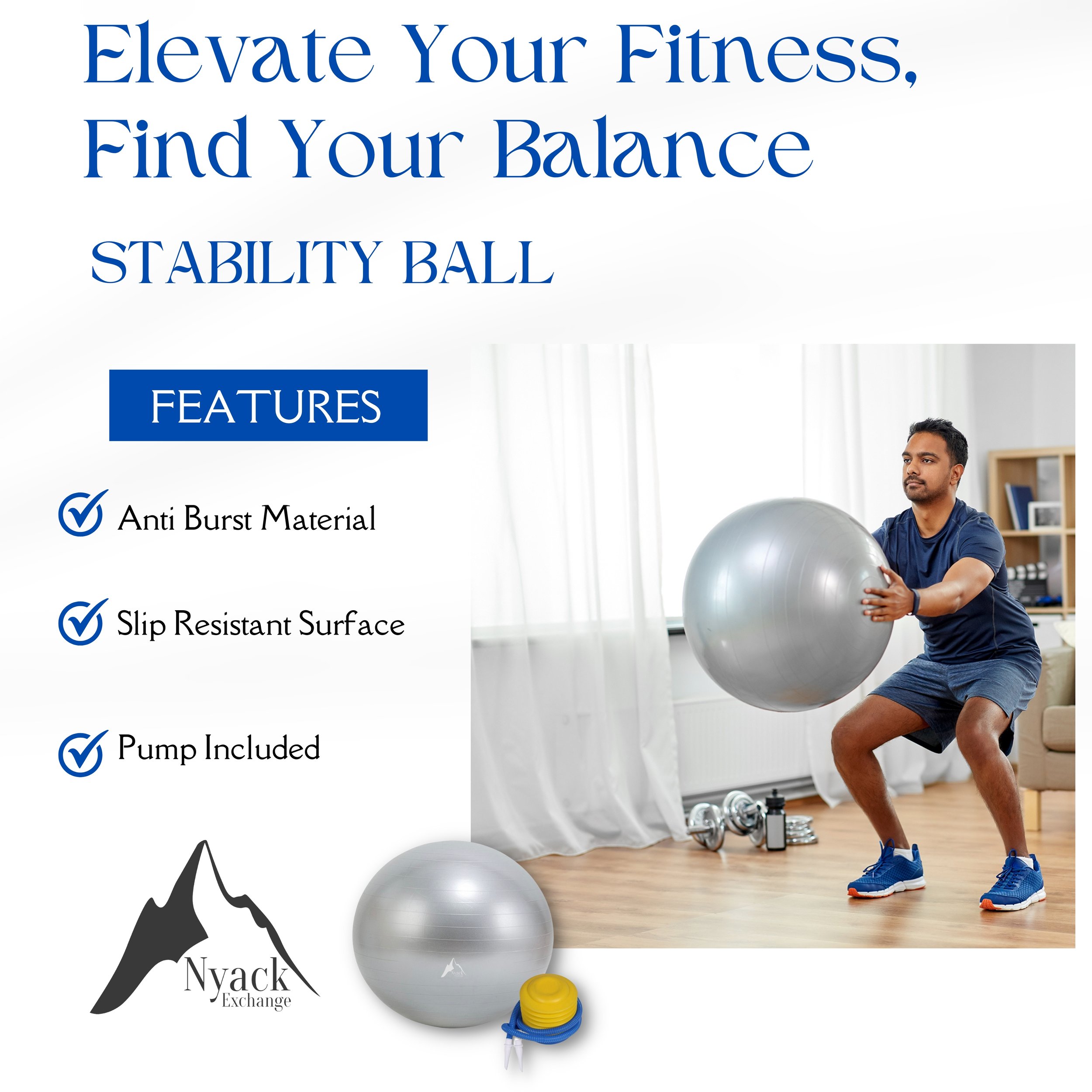 Ergonomic Comfort/Stability Balance Ball Fitness Chair