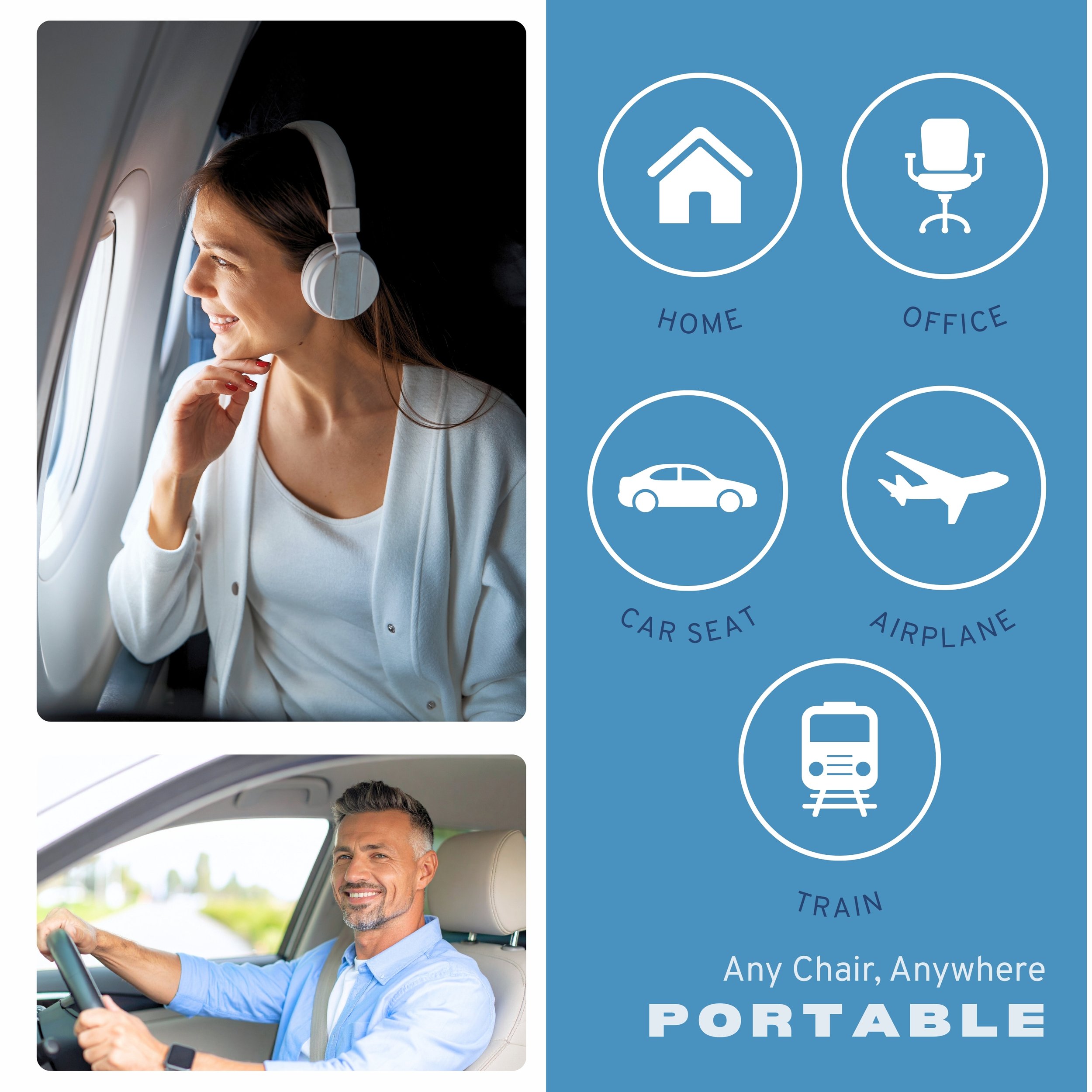 Travel Back Pillow for Back support, Small and compact fits in pocket or carry on.