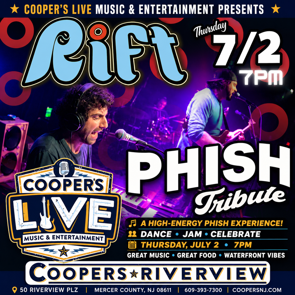 RIFT PHILLY’S TRIBUTE TO THE MUSIC OF PHISH! THURSDAY, JULY 2ND!